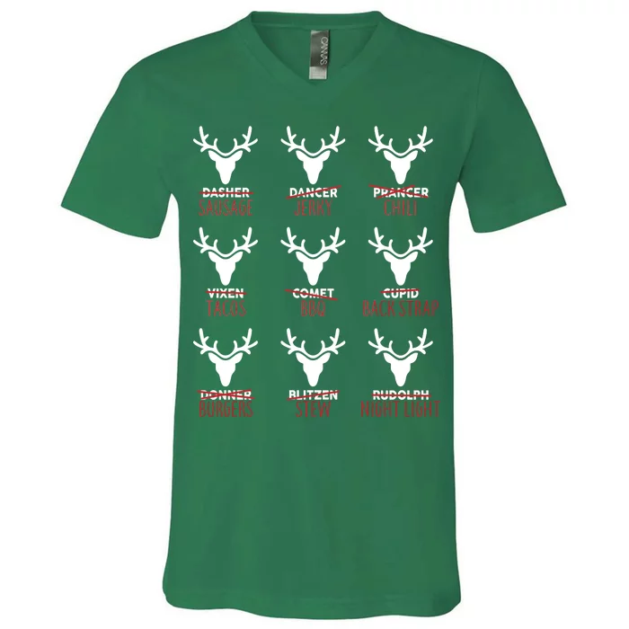 Funny Christmas Reindeer Names V-Neck T-Shirt