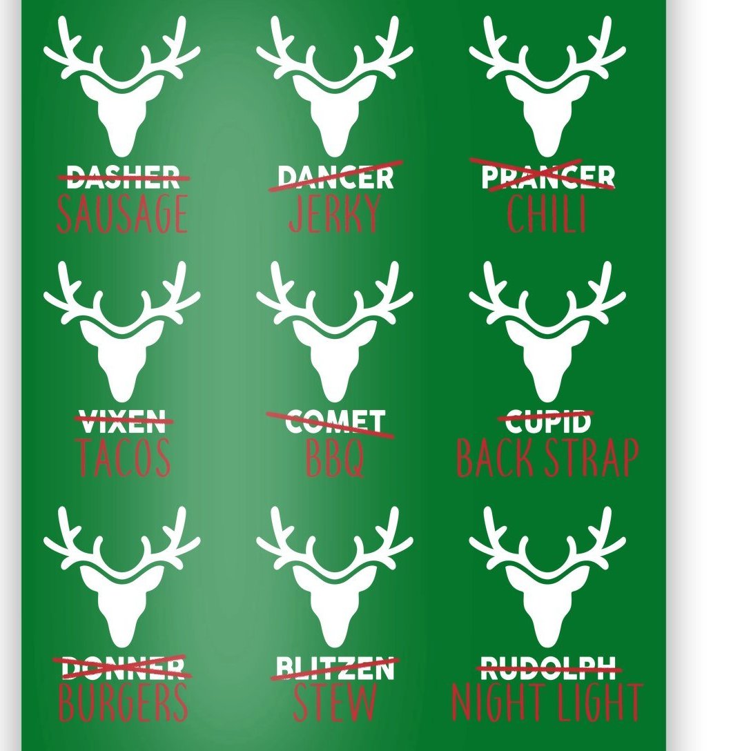 Funny Christmas Reindeer Names Poster | TeeShirtPalace