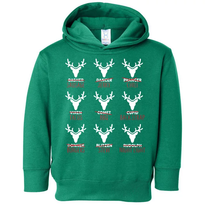 Funny Christmas Reindeer Names Toddler Hoodie