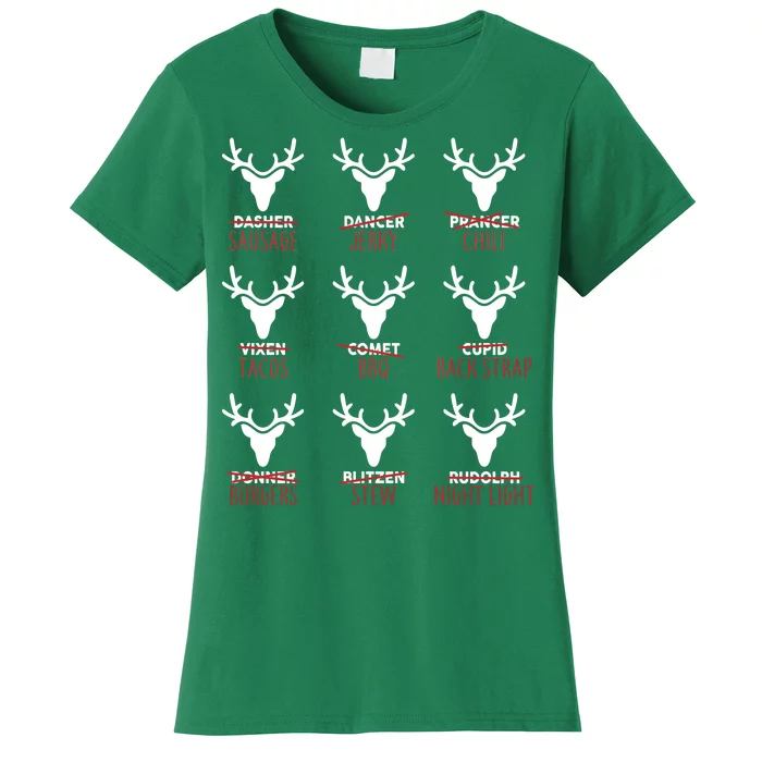 Funny Christmas Reindeer Names Women's T-Shirt