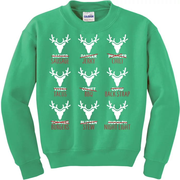 Funny Christmas Reindeer Names Kids Sweatshirt