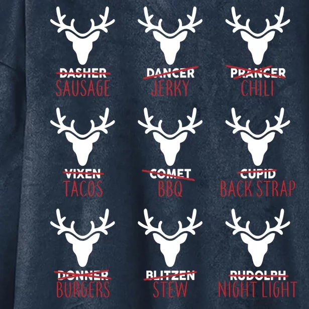 Funny Christmas Reindeer Names Hooded Wearable Blanket