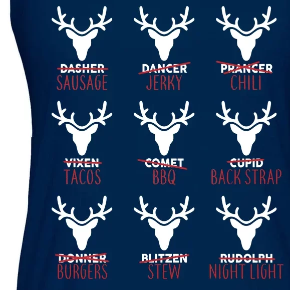 Funny Christmas Reindeer Names Ladies Essential Flowy Tank