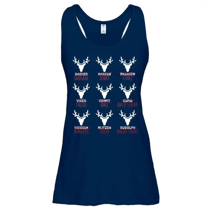 Funny Christmas Reindeer Names Ladies Essential Flowy Tank