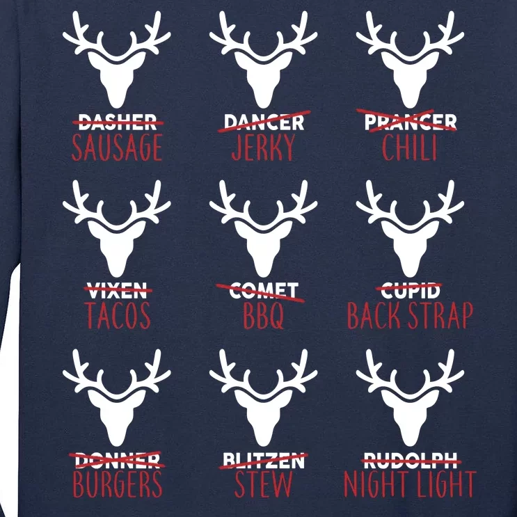 Funny Christmas Reindeer Names Tall Long Sleeve T-Shirt