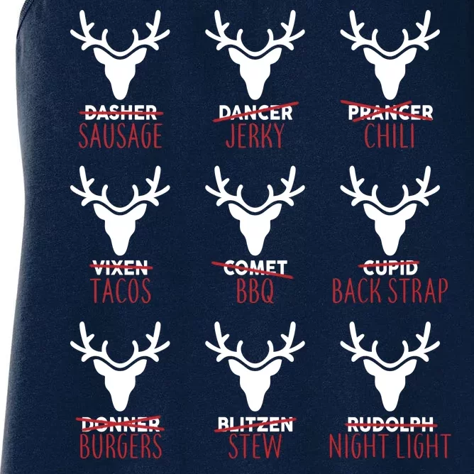 Funny Christmas Reindeer Names Women's Racerback Tank