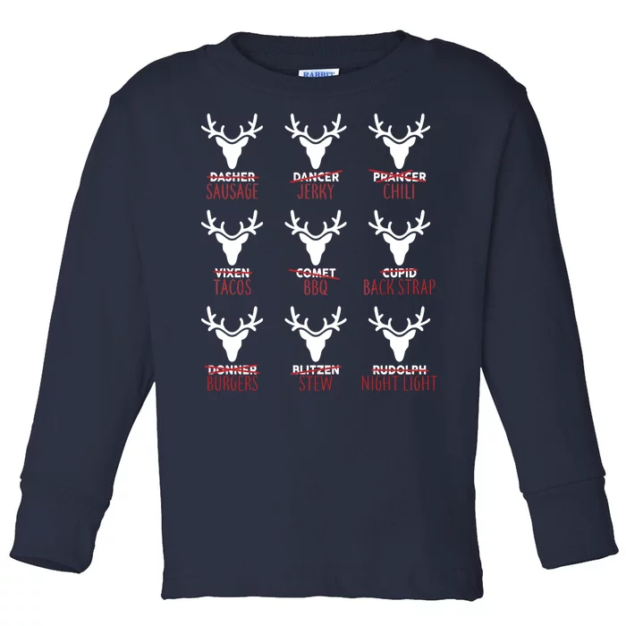 Funny Christmas Reindeer Names Toddler Long Sleeve Shirt