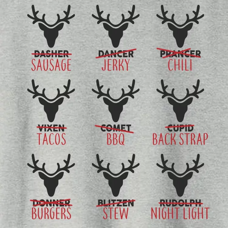 Funny Christmas Reindeer Names Women's Crop Top Tee