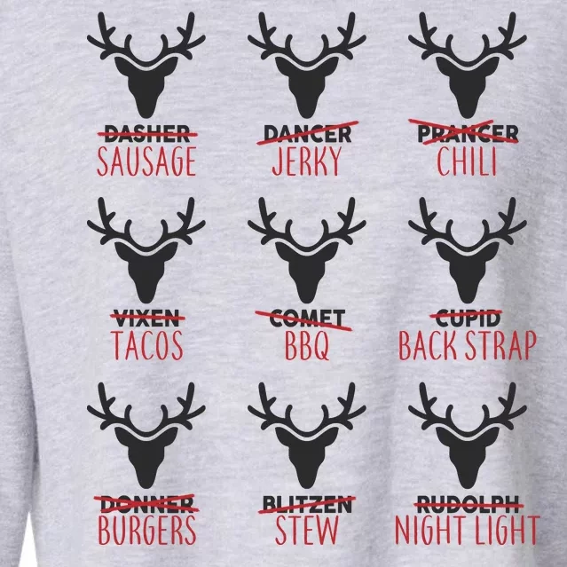 Funny Christmas Reindeer Names Cropped Pullover Crew