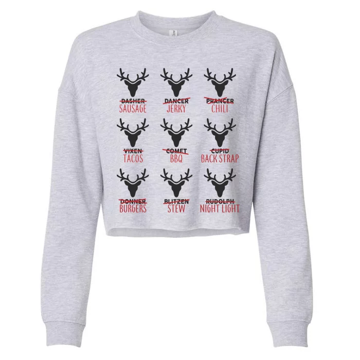 Funny Christmas Reindeer Names Cropped Pullover Crew