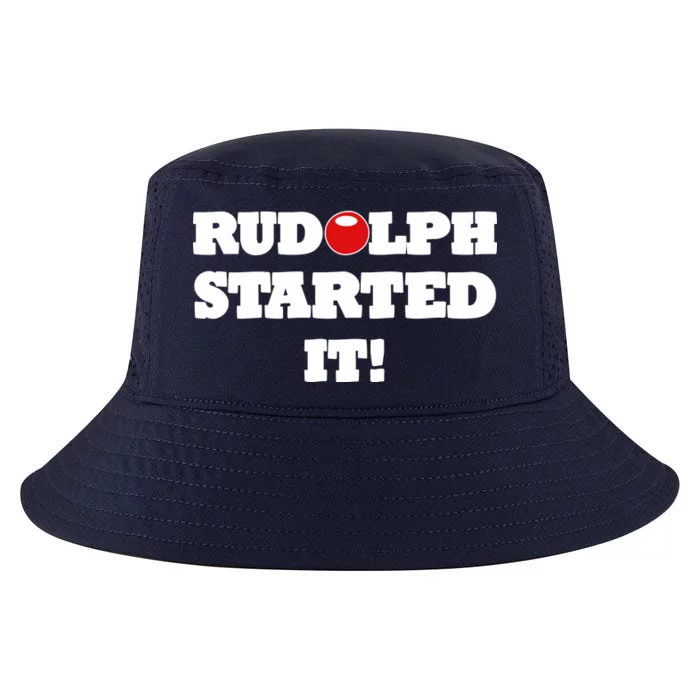 Funny Christmas Rudolph Started It Cool Comfort Performance Bucket Hat