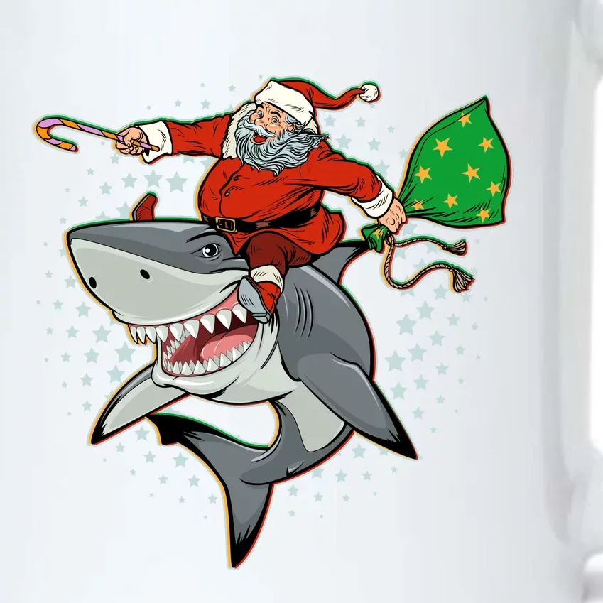 Funny Christmas Santa Riding Shark Black Color Changing Mug