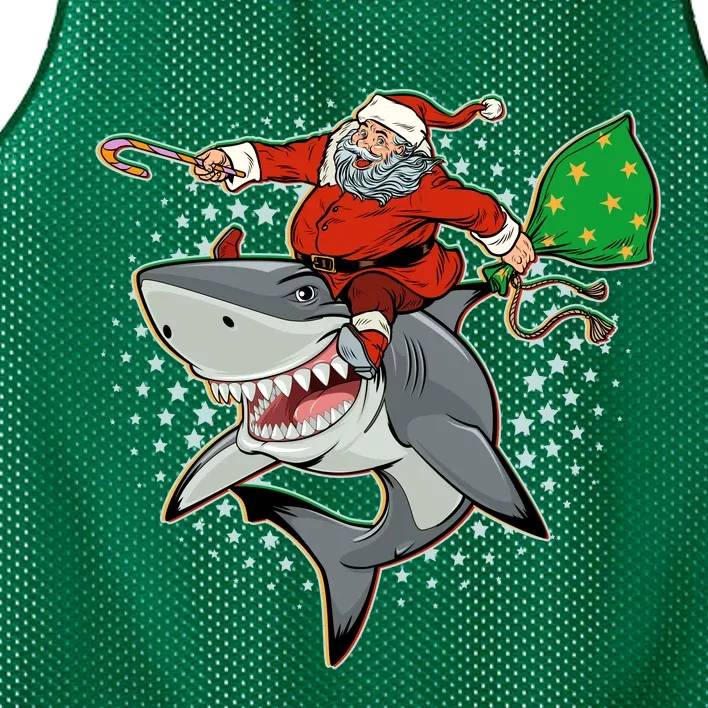 Funny Christmas Santa Riding Shark Mesh Reversible Basketball Jersey Tank