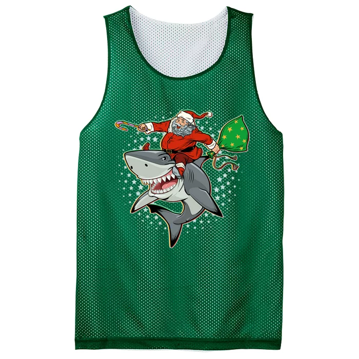 Funny Christmas Santa Riding Shark Mesh Reversible Basketball Jersey Tank