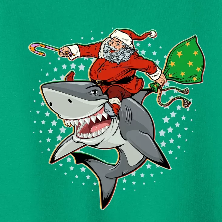 Funny Christmas Santa Riding Shark Toddler T-Shirt