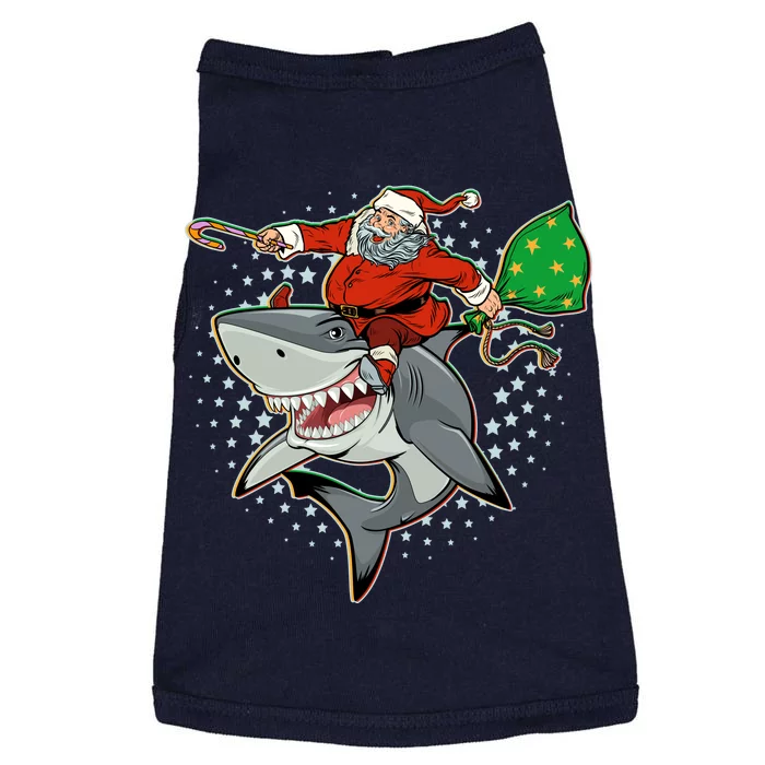 Funny Christmas Santa Riding Shark Doggie Tank