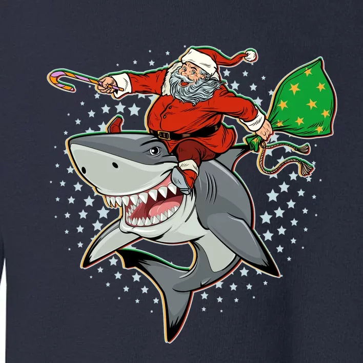 Funny Christmas Santa Riding Shark Toddler Sweatshirt