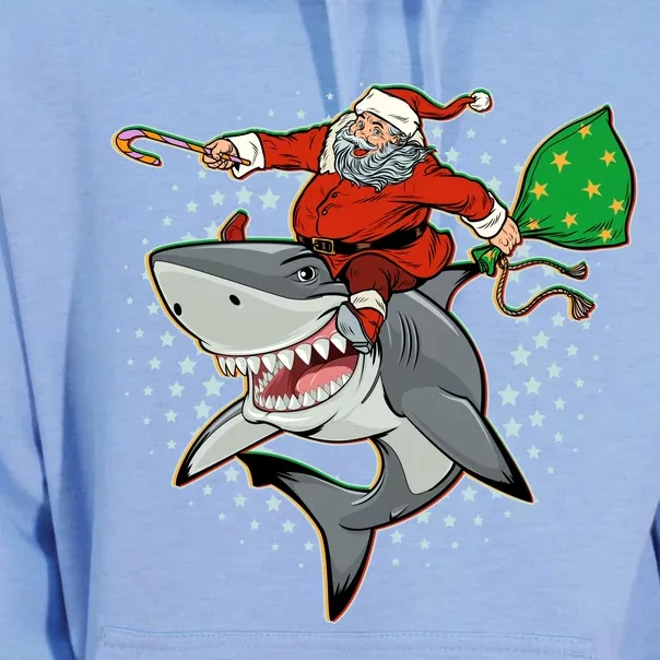 Funny Christmas Santa Riding Shark Unisex Surf Hoodie