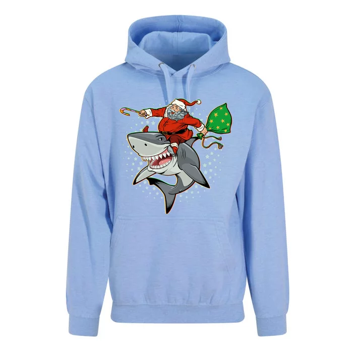 Funny Christmas Santa Riding Shark Unisex Surf Hoodie