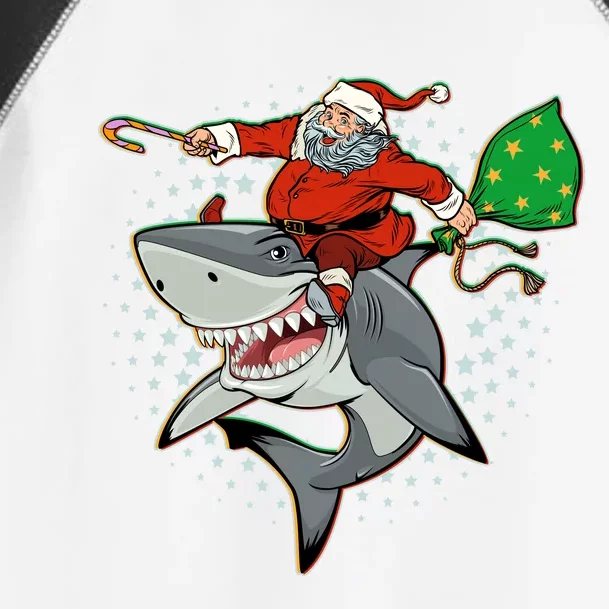 Funny Christmas Santa Riding Shark Toddler Fine Jersey T-Shirt