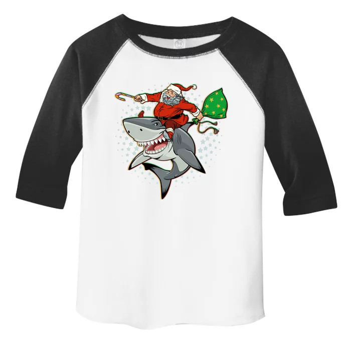 Funny Christmas Santa Riding Shark Toddler Fine Jersey T-Shirt