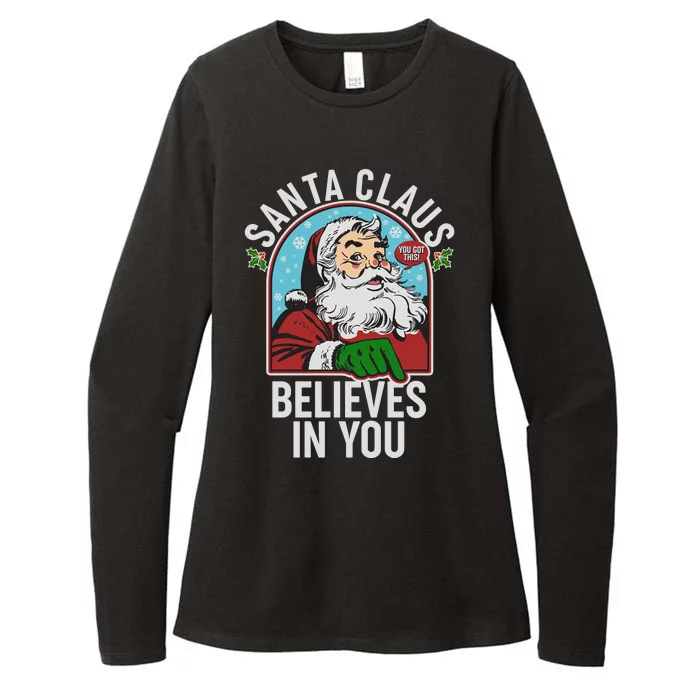 Funny Christmas Vintage Santa Claus Believe In You Womens CVC Long Sleeve Shirt