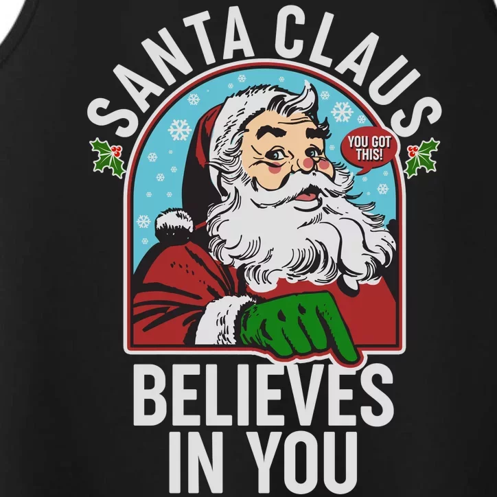 Funny Christmas Vintage Santa Claus Believe In You Performance Tank