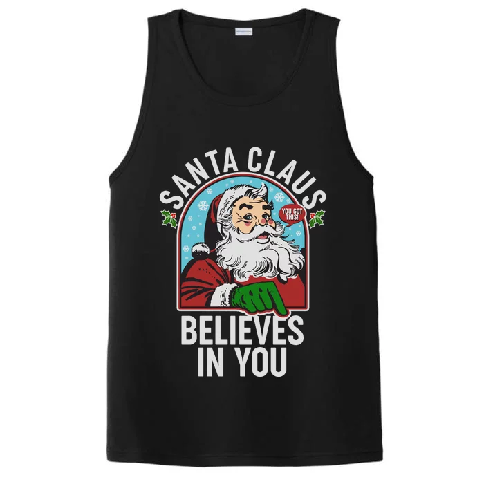 Funny Christmas Vintage Santa Claus Believe In You Performance Tank