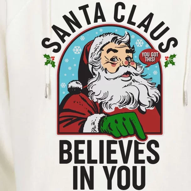 Funny Christmas Vintage Santa Claus Believe In You Womens Funnel Neck Pullover Hood