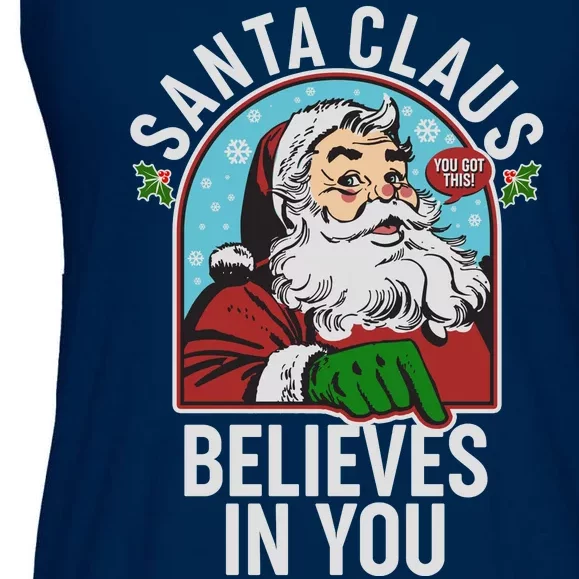 Funny Christmas Vintage Santa Claus Believe In You Ladies Essential Flowy Tank