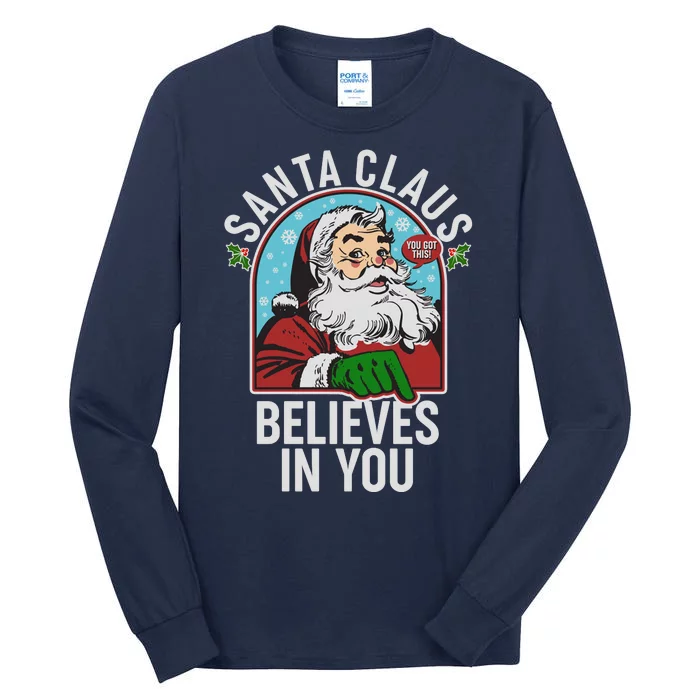 Funny Christmas Vintage Santa Claus Believe In You Tall Long Sleeve T-Shirt