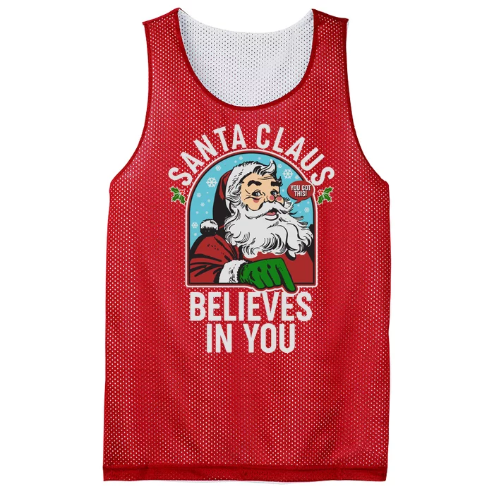 Funny Christmas Vintage Santa Claus Believe In You Mesh Reversible Basketball Jersey Tank