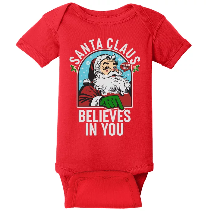 Funny Christmas Vintage Santa Claus Believe In You Baby Bodysuit