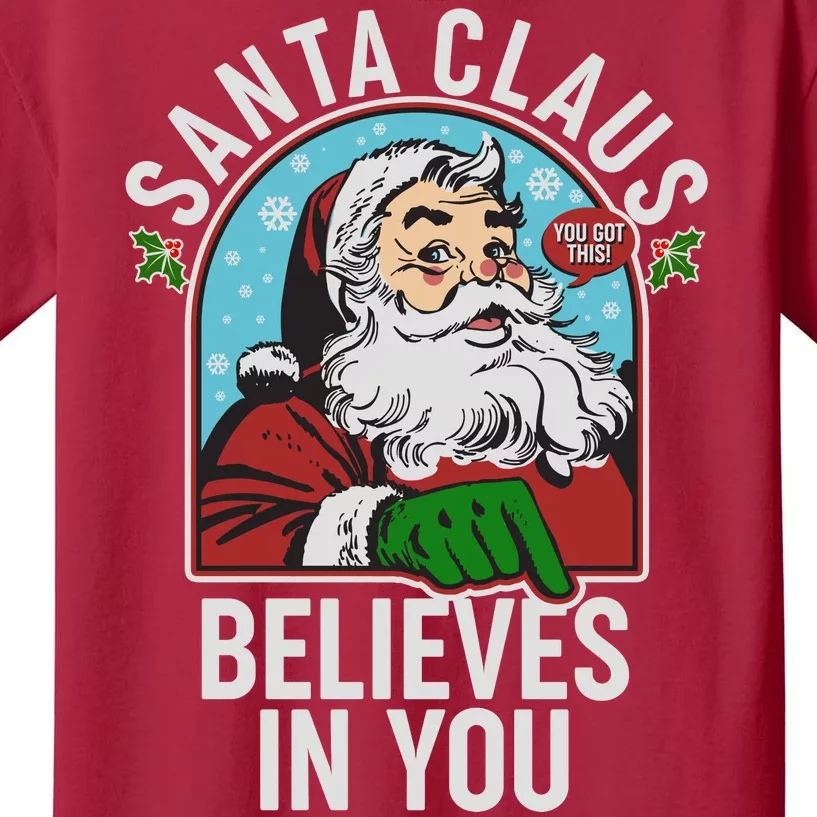 Funny Christmas Vintage Santa Claus Believe In You Kids T-Shirt