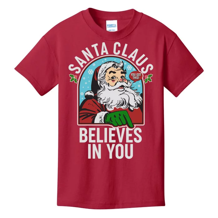 Funny Christmas Vintage Santa Claus Believe In You Kids T-Shirt