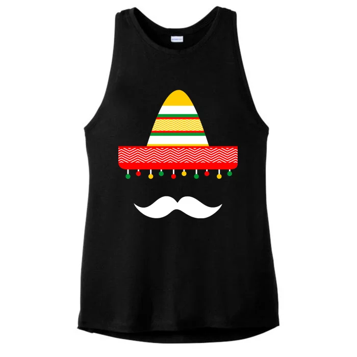 Funny Cinco De Mayo Mexican Hat Sombrero Mustache Ladies Tri-Blend Wicking Tank