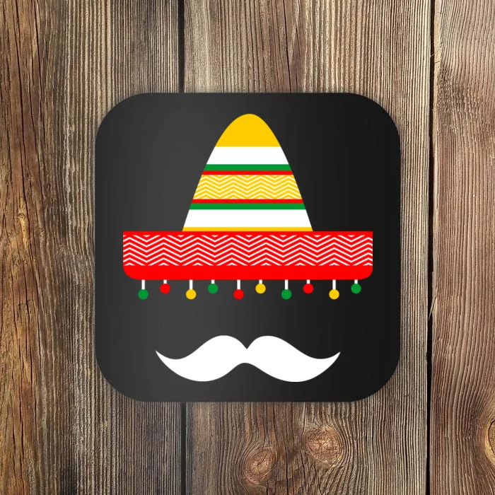 Funny Cinco De Mayo Mexican Hat Sombrero Mustache Coaster