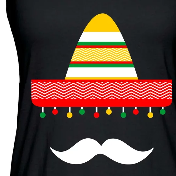 Funny Cinco De Mayo Mexican Hat Sombrero Mustache Ladies Essential Flowy Tank