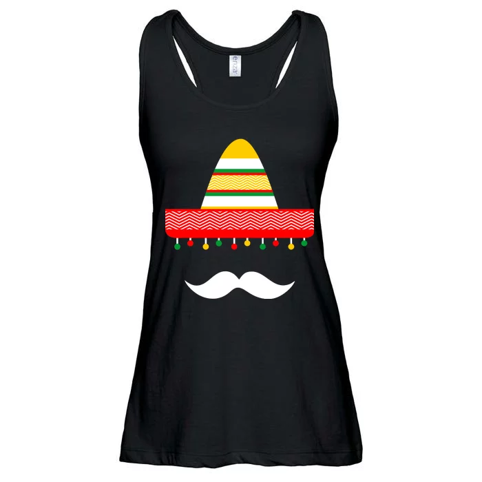 Funny Cinco De Mayo Mexican Hat Sombrero Mustache Ladies Essential Flowy Tank