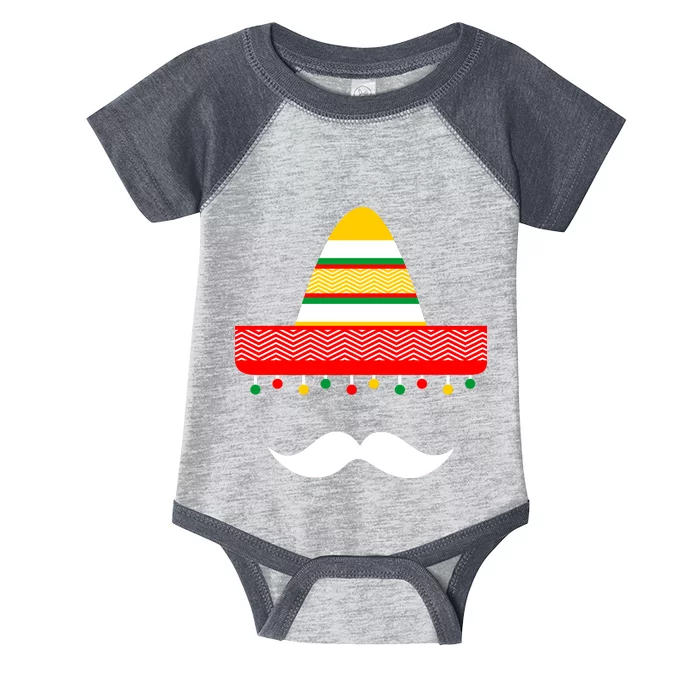 Funny Cinco De Mayo Mexican Hat Sombrero Mustache Infant Baby Jersey Bodysuit