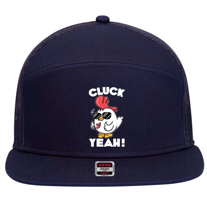 Funny Cluck Yeah! Cool Chicken 7 Panel Mesh Trucker Snapback Hat