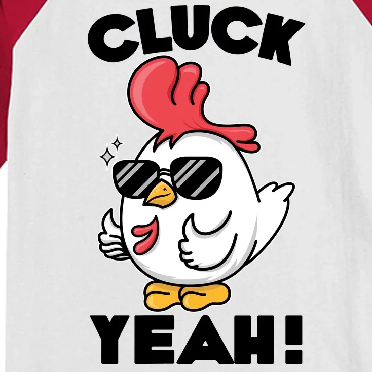 Funny Cluck Yeah! Cool Chicken Kids Colorblock Raglan Jersey