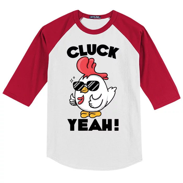 Funny Cluck Yeah! Cool Chicken Kids Colorblock Raglan Jersey