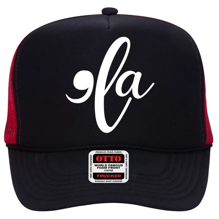 Funny Comma La Kamala Harris High Crown Mesh Trucker Hat