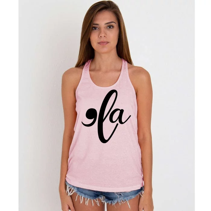 Funny Comma La Kamala Harris Women's Knotted Racerback Tank