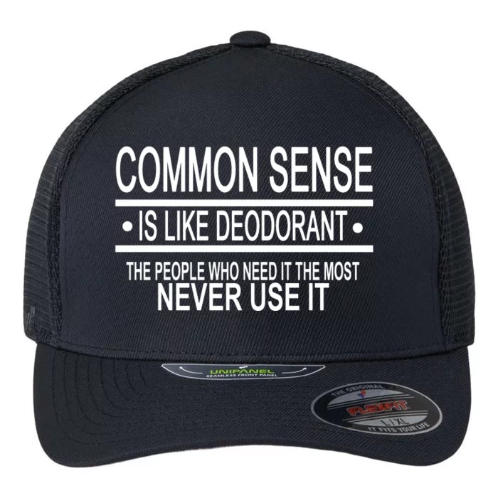 Funny Common Sense Sarcastic Meme Flexfit Unipanel Trucker Cap