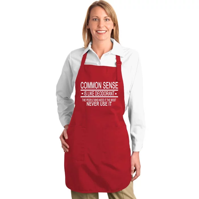 Funny Common Sense Sarcastic Meme Full-Length Apron With Pocket