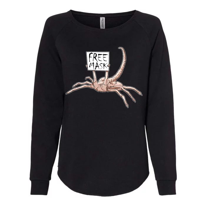 Funny Creepy Free Mask Alien Face Hugger Womens California Wash Sweatshirt