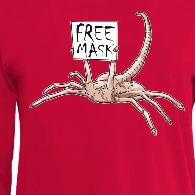 Funny Creepy Free Mask Alien Face Hugger Womens Cotton Relaxed Long Sleeve T-Shirt