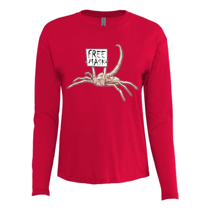 Funny Creepy Free Mask Alien Face Hugger Womens Cotton Relaxed Long Sleeve T-Shirt